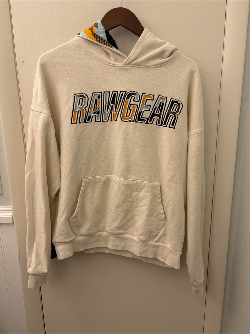 Rawgear Cream Hooded Pullover Sweatshirt - Men's Casual Logo Hoodie